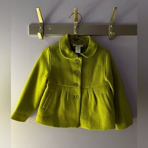 Janie and Jack Green Wool Blend Peplum Coat Size 2T